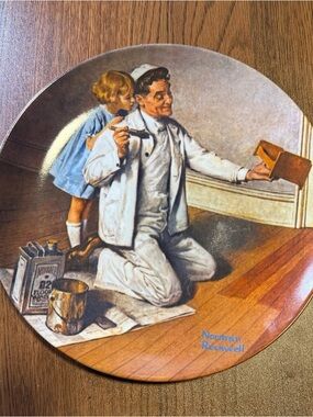 Norman Rockwell Cream and Black Limited Edition Backstamp Plate